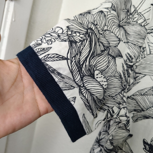 Porto Sur Men's Cotton White Blue Floral Print Polo Shirt Sz M - Picture 4 of 9